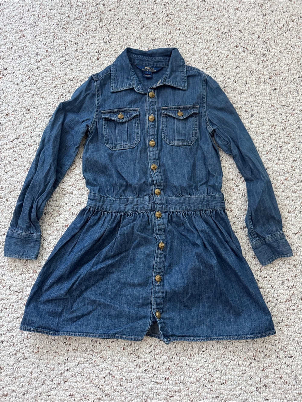 Polo Ralph Lauren Dark Denim Button-Front Shirt Dress size 7